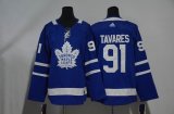 Women Adidas Toronto Maple Leafs #91 John Tavares blue hockey jersey