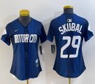 Youth Nike Detroit Tigers #29 Tarik Skubal blue Majestic baseball jerseys city version