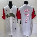 2023 World Cup Mexico #7 Julio Urias white red majestic baseball jerseys 85