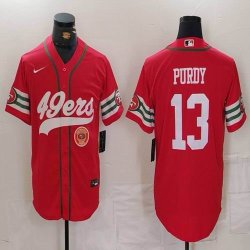 San Francisco 49ers 13# Brock Purdy red baseball jersey Joint name-BD 02