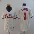 Youth Philadelphia Phillies #3 Bryce Harper beige majestic mlb Jersey