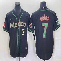 2023 World Cup Mexico #7 Julio Urias black majestic baseball jerseys 175