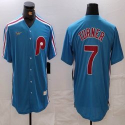 Nike Philadelphia Phillies #7 Trea Turner skyblue throwback mlb jerseys