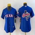 Women Nike Texas Rangers blank blue majestic baseball jerseys 01