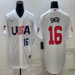 2023 World Cup #16 Will Smith white USA majestic baseball jerseys 02