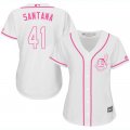 2017 Women Cleveland Indians #41 Santana white majestic mlb jersey