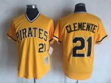 Pittsburgh Pirates 21# Roberto Clemente yellow throwback mlb baseball jerseys