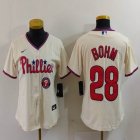 Youth Nike Philadelphia Phillies #28 Alec Bohm beige majestic baseball jersey 01