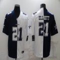 Nike Dallas Cowboys #21 Ezekiel Elliott white bue Split Color Rush Limited Jersey-BD