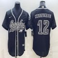 Nike Philadelphia Eagles #12 Randall Cunningham black baseball jerseys Joint name Reflective