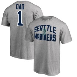 Men\'s Seattle Mariners Fanatics Branded Heather Gray 2018 Father\'s Day Number 1 Dad T-Shirt