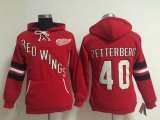 Women Detroit Red Wings Henrik Zetterberg 40 red Ice Hockey Hooded Sweatshirt