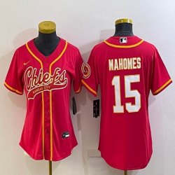 Youth Nike Kansas City Chiefs #15 Patrick Mahomes red baseball jerseys Joint name-BD