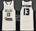 Greek national team #13 Giannis Antetokounmpo White basketball jerseys-LC