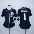 Women Detroit Tigers #1 Jose Iglesias dark blue mlb baseball jerseys