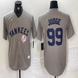 Nike New York Yankees #99 Aaron Judge gray throwback majestic baseball Jersey-BD 02