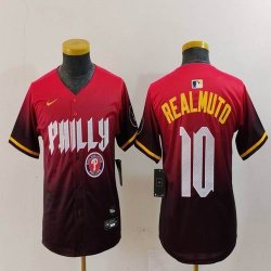 Youth Nike Philadelphia Phillies #10 J.T. Realmuto red majestic baseball jersey city version 02