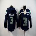 Seattle Seahawks #3 Russell Wilson dark blue nfl Hooded Sweatshirt