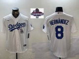 2024 World Series Champions Nike Los Angeles Dodgers #8 Enrique Hernandez white majestic baseball jerseys 02