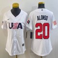 Youth 2023 World Cup #20 Pete Alonso white USA majestic baseball jerseys 07