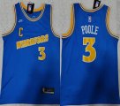 Golden State Warriors #3 Jordan Poole blue nba basketball jerseys C Patch -XD