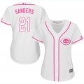 2017 Women Cincinnati Reds #21 Reggie Sanders white majestic mlb jersey