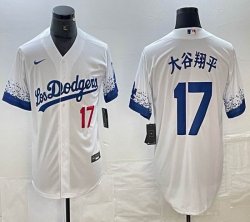 Los Angeles Dodgers #17 Shohei Ohtani white Nike majestic baseball Jersey Joint name -BD 26