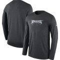 Men's Philadelphia Eagles Nike Heathered Charcoal Sideline Seismic Legend Long Sleeve T-Shirt