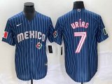 2023 World Cup Mexico #7 Julio Urias blue majestic baseball jerseys 96