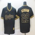 Nike Los Angeles Dodgers #22 Clayton Kershaw black gold baseball jersey