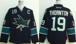 2014 Reebok San Jose Sharks #19 Joe Thornton black NHL Jersey C patch