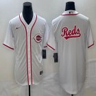 Nike Cincinnati Reds Blank White majestic baseball jersey big logo-BD 02