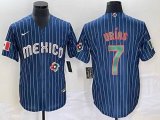 2023 World Cup Mexico #7 Julio Urias blue majestic baseball jerseys 83