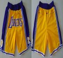 Los Angeless Lakers 8 and 24 yellow nba shorts with pocket-XD 01