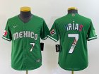 Youth 2023 World Cup Mexico #7 Julio Urias green majestic baseball jerseys 26