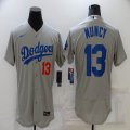 Nike Los Angeles Dodgers #13 Max Muncy gray Flexbase Authentic Collection Jersey-BD