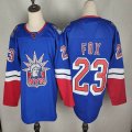 New York Rangers #23 Adam Fox blue red hockey jersey -FH