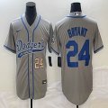 Nike Los Angeles Dodgers #24 Kobe Bryant gray majestic baseball Jerseys Joint name -BD