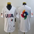 Youth 2023 World Cup blank white USA majestic baseball jerseys 03