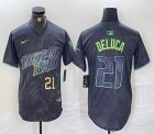 Nike Tampa Bay Rays #21 Jonny DeLuca black majestic baseball jersey city version 01