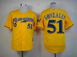 Milwaukee Brewers GONZALES 51 yellow MLB Jerseys