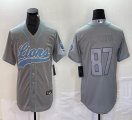 Nike Detroit Lions #87 Sam Laporta gray baseball jerseys Joint name-BD