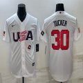 2023 World Cup #30 Kyle Tucker white USA majestic baseball jerseys 11