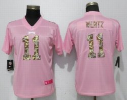 Women NEW Nike Philadelphia Eagles 11 Wentz Pink Camouflage font love pink 2017 Vapor Untouchable Player jersey