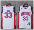 New Detroit Pistons 33# Grant Hill white throwback basketball Jersey