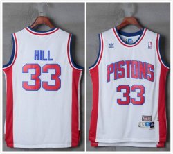 New Detroit Pistons 33# Grant Hill white throwback basketball Jersey