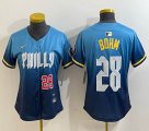 Women Nike Philadelphia Phillies #28 Bohm skyblue majestaic baseball jersey city version-BD 02