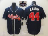 Nike Atlanta Braves #44 Hank Aaron blue majestic baseball jerseys-BD