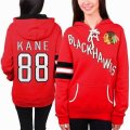 Women Chicago Blackhawks #88 Patrick Kane Red Ice hockey Hooded Sweatshirt