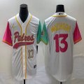 Nike San Diego Padres #13 Manny Machado white red green MLB Baseball jerseys Joint name-BD